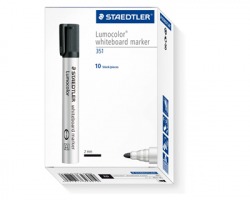 Staedtler 351-9 Lumocolor - Marcatore nero cancellabile per lavagne, punta sintetica tonda