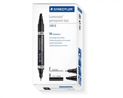 Staedtler 348-9 Lumocolor duo - Marcatore nero permanente 1.5mm e 0.6mm