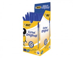 Bic 8373609 Cristal - Penna blu a sfera punta media, tratto 1mm - conf. 50pz