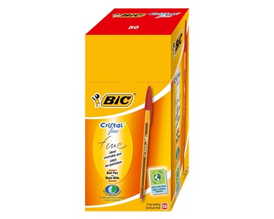 Bic 872720 Cristal - Penna nera a sfera punta fine, tratto 0.8mm