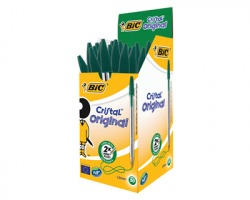 Bic 8373629 Cristal - Penna verde a sfera punta media, tratto 1mm - conf. 50pz