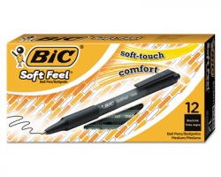 Bic 837397 Soft Feel - Penna nera a sfera a scatto con grip, tratto 1mm - conf.12pz