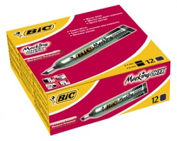 Bic 8418301 Marking Onyx 1591 - Marcatore nero con punta a scalpello - conf.12pz