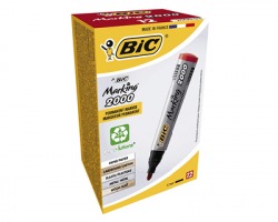 Bic 8209133 Marking 2000 - Marcatore rosso permanente con punta tonda 1.7mm - conf.12pz