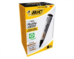 Bic 8209263 Marking 2300 - Marcatore nero permanente con punta a scalpello 3.7-5.5mm - conf. 12pz