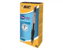 Bic 829157 Velocity Gel - Penna nera a sfera a scatto, tratto 0.7mm - conf.12pz