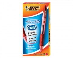 Bic 829159 Velocity Gel - Penna rossa a sfera a scatto, tratto 0.7mm - conf.12pz