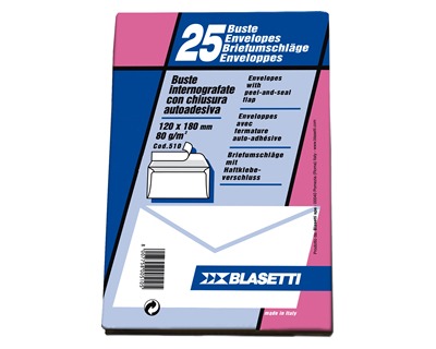 Blasetti 510 Busta in carta bianca formato 12x18cm con chiusura autoadesiva  - conf. 25pz - OFBA srl