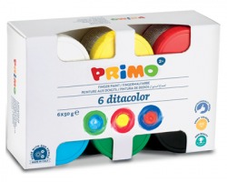 Primo 226TD50S Tempera a dita 6 colori fondamentali in barattolo 50gr