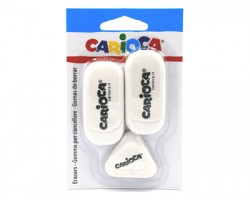 Carioca 42782 ERASER ROUND MIXED - Gomma blister 3pz