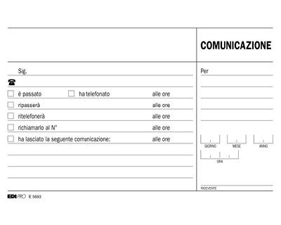 EDIPRO - E5563C - Blocco ricevuta generica 50x2 autoricalcante f.to 9,9x17  : : Cancelleria e prodotti per ufficio