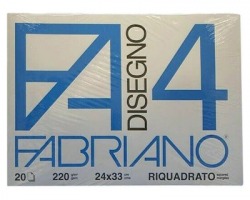 Fabriano 05201597 F4 - album da disegno blocco fabriano4, liscio, squadrato, 20 fogli 220gr, 24x33cm - 1pz