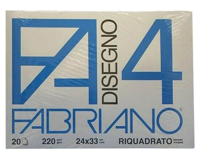 Fabriano 05201597 F4 - album da disegno blocco fabriano4, liscio,  squadrato, 20 fogli 220gr, 24x33cm - 1pz - OFBA srl