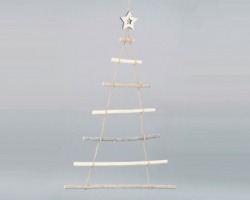 Albero minimal da appendere, in legno naturale e corda, misure 48x80cm