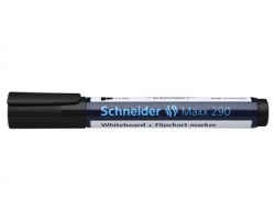 Schneider 129001 Marcatore nero con inchiostro cancellabile a secco per lavagne bianche, punta tonda