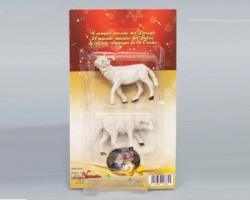 Pecore per presepe, misure 6cm in pvc, in blister da 2 pz