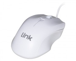 Link Mouse USB bianco con sensore ottico e scroll 3 tasti, 1200dpi, design ergonomico