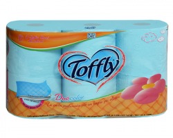 Toffly Duocolor azzurro Carta igienica colorata a 3 veli conf. da 6 rotoli, 180 strappi