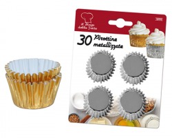 Pirottini in carta per muffin/cupcake metallizzati oro/argento - conf. 30pz