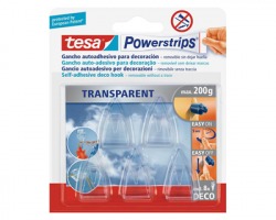 Tesa 58900 Ganci powerstrips trasparenti deco hooks - 5pz