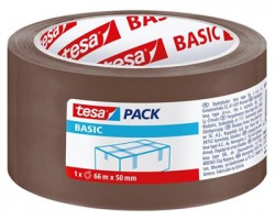 Tesa 58571 Basic - nastro in pp avana con adesivo hot melt, rumoroso, 66m x 50mm - confezione 6pz