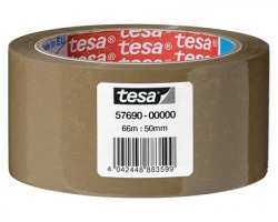 Tesa 57690 Basic - nastro in pp con adesivo hot melt, silenzioso, 66m x 50mm