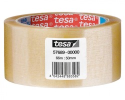 Tesa 57689 Basic - nastro in pp con adesivo hot melt, silenzioso, 66m x 50mm