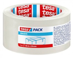Tesa 58570 Basic - nastro in pp trasparente con adesivo hot melt, rumoroso, 66m x 50mm - confezione 6pz
