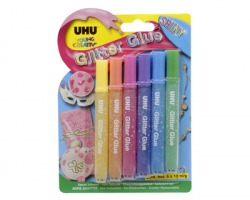 Uhu D1551 Colla glitter, colori shiny, 10ml - 6pz