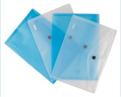 Buste con bottone A3, 18micron blu - 6pz