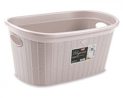 Stefanplast Cesta portabiancheria ovale Elegance, cap. 35l, colore rosa cipria, misure 39x28.5x54.5, 100% Made in Italy