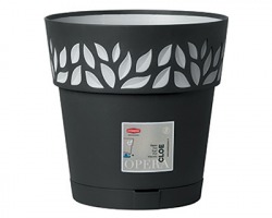 Stefanplast Vaso Cloe Ø 20cm , con riserva d'acqua, colore grafite/ grigio luce, 100% Made in Italy