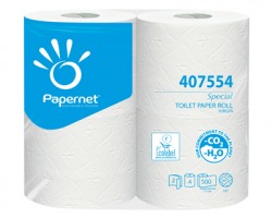 Papernet 407554 Carta igienica 500 strappi da 11cm, 2 veli, rotolo da 55m, goffrata motivo Lily - 4 rotoli