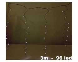 Tenda da esterno da 96 Led bianco freddo con motore digitale, lunga 3mt, cavo trasparente