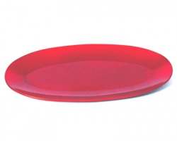 Piatto ovale Natale rosso, in plastica satinato lucido, misure 41x20cm