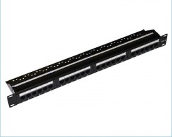 Link Patch panel 19" non schermato UTP 24 porte 8 poli RJ45 per reti cat.6 - colore nero