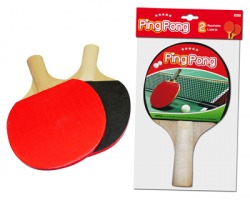 Gioco Set da 2 racchette da ping-pong con manico in legno