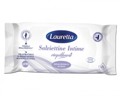 Laurella Salviettine intime riequilibranti con antibatterico naturale, ph6, gettabili nel wc, 10pz