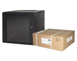 Armadio rack a muro disassemblato con porta in vetro 19" 6 unità mm. 370x600x450 colore nero (RAL9005)