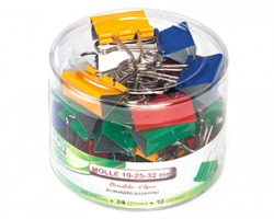 Lebez 566 Barattolo 60 molle double clips in misure e colori assortiti - 1pz