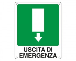 Cartello in alluminio "Uscita di emergenza" misure 25 x 31cm - 1pz