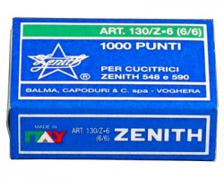 Zenith 301303601 Scatola di 1.000 punti 130/z6 in acciaio (6/6) per cucitrice 530,548,590