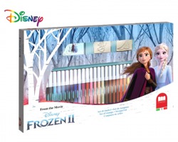 Disney Frozen II Set valigetta con 36 pennarelli di marca Giotto, 2 timbrini e un tamponcino