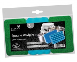 Spugne per stoviglie in set da 3pz, 1 lato abrasivo e 1 morbido