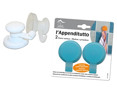 L'appenditutto, ganci con ventosa super resistente, set da 2pz, colori  assortiti - OFBA srl