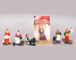 Soggetto Donna con animale statuina per presepe, altezza 10cm, assortiti