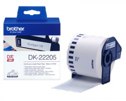 Brother DK22205 Nastro adesivo permanente - scritta nero su bianco 62mmx30,48mt