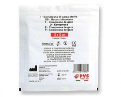 Pvs GAZ111 Busta di garza compressa sterile 10x10 cm a 8 pieghe - 1pz