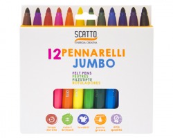 Scatto 804 Pennarelli lavabili jumbo in box da 12pz, punta grossa, colori brillanti