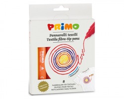 Primo 611PENTX8 Pennarelli per tessuti, in scatola cartone, 8 colori